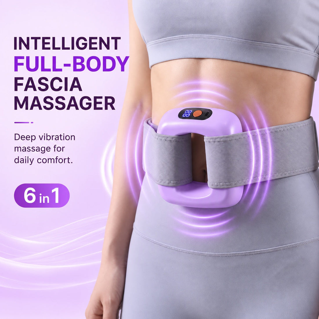 Lilac AG Well fascia massager worn at the waist