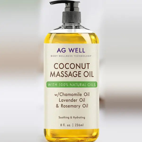 AG Well coconut massage oil bottle with pump